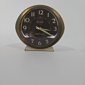 Vintage Westclox Big Ben Style 7 Alarm Clock Black Dial Brass Bezel MCM USA